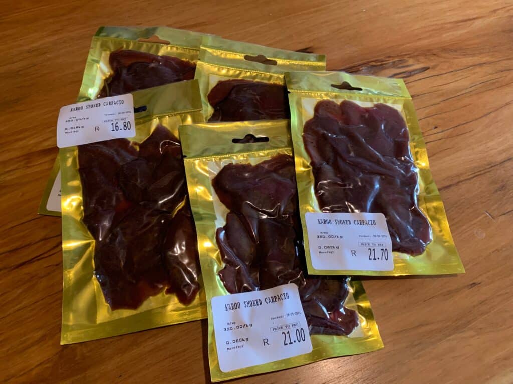 Springbok carpaccio farm produce