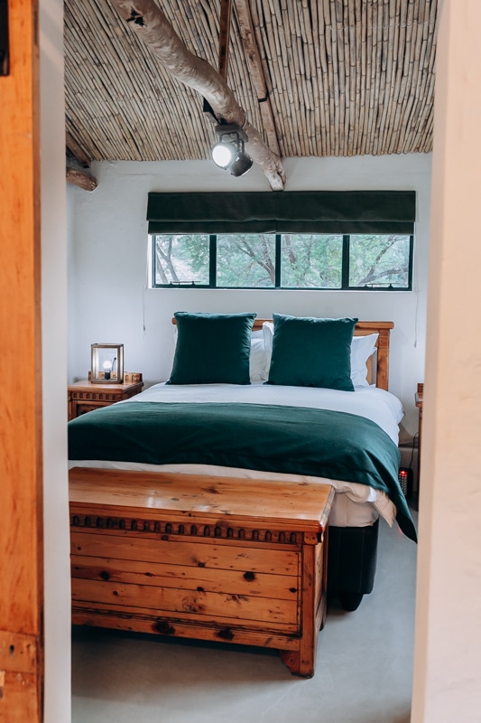 Spanish reed ceilings and bed with antique chest