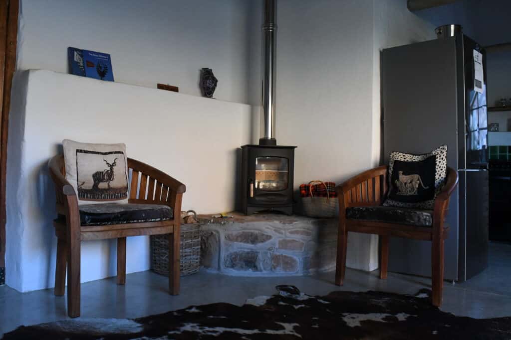 Wood-burning stove in the lounge
